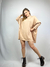 Vestido/poncho feminino com manga longa em modal bege