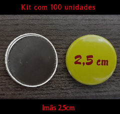 Kit com 100 Imãs personalizáveis, tamanho 2,5cm