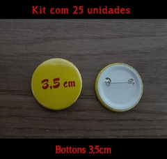 Kit com 25 bottons personalizáveis, tamanho 3,5cm