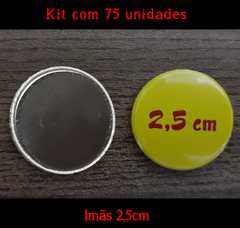Kit com 75 Imãs personalizáveis, tamanho 2,5cm

