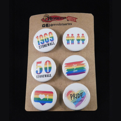 Kit com seis bottons ou imãs estampas de LGBTQIAPN+