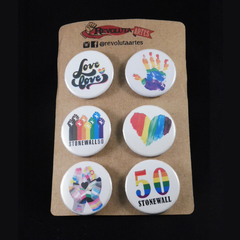 Kit com seis bottons ou imãs estampas de LGBTQIAPN+
