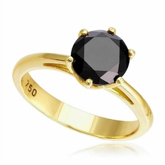 Solitário Ouro 18k 2,9gr Com Moissanita Negra De 3,81ct 10cm