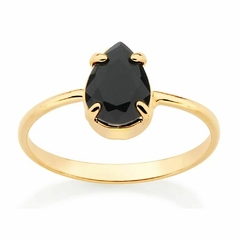 Solitário Ouro 18k 2gr Com Moissanita Negra Gota De 2,00ct 7x10mm