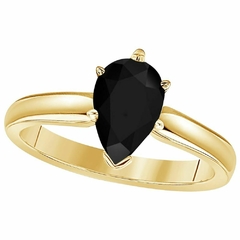 Solitário Ouro 18k 3gr Com Moissanita Negra Gota De 2,00ct 7x10mm