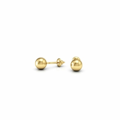 Brinco de Ouro 18k modelo Bolinha 4mm com tarraxa Pressbaby