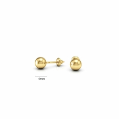 Brinco de Ouro 18k modelo Bolinha 4mm com tarraxa Pressbaby - comprar online