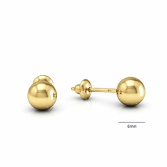 Brinco de Ouro 18k modelo Bolinha 6mm com tarraxa Pressbaby - comprar online