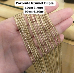 Corrente Ouro 18k Elo Groumet Dupla 60cm e 3,70gr na internet