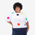 Camiseta bolas coloridas branca plus size