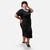 Vestido solto com bolsos baggy preto plus size - loja online