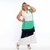 Vestido linho zig zag frontal plus size off-white e verde - comprar online