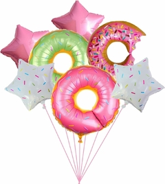 Paquete 7 Globos Metálicos Temática Donas