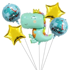 Paquete 5 Globos Metálicos Temática Dinosaurio Baby