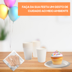 Kit Descartáveis Festa Biodegradável Prato, Garfo, Copo 200un cada item na internet