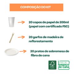 Kit Descartáveis Para Festa Biodegradável Prato Sobremesa, Copo, Garfinho 20un Cada - comprar online