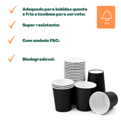 50un Copo de Papel 110ml Preto Biodegradável - comprar online