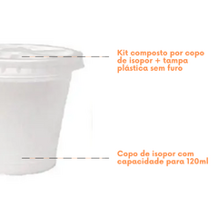 Imagem do 500un Kit Copo Isopor 120ml Com Tampa Sem Furo