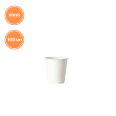 100un Copo Copinho de Papel 60ml Branco Biodegradável