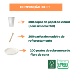 Kit Descartáveis Festa Biodegradável Prato, Garfo, Copo 200un cada item - comprar online