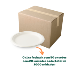 1000un Prato Descartável Sobremesa Fibra de Cana 15cm Branco 100% Biodegradável - Embala-on