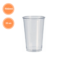 25un Copo 700ml Descartável Transparente Chopp Suco Liso