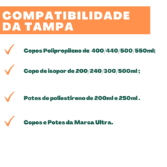 50un Tampa Copo Isopor 200ml, Copo 400ml, 500ml Ultra PP Sem Furo na internet