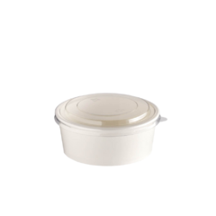 300un Bowl Redondo Papel 750ml Branco Com Tampa Cristal Biodegradável - Embala-on