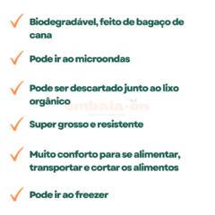 50un Prato Descartável Sobremesa Fibra de Cana 15cm Branco 100% Biodegradável - Embala-on