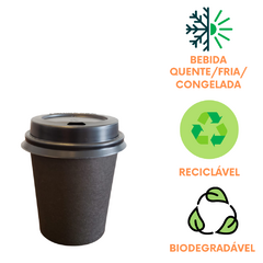 500u Copo Papel Preto 110ml Café C/ Tampa Biodegradável - loja online