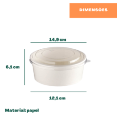 300un Bowl Redondo Papel 750ml Branco Com Tampa Cristal Biodegradável - comprar online