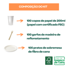 Kit Descartáveis Festa Biodegradável Prato, Garfo, Copo 100un cada item - comprar online