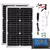 Kit de painel solar com dois módulos de 200W, controlador de carga e acessórios.