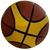 Uma bola de basquete da marca Brasport, com cores marrom e amarelo, exibindo o logo da marca.