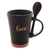 Caneca Cerâmica Love C/ Colher - 310ml Matt/rosa