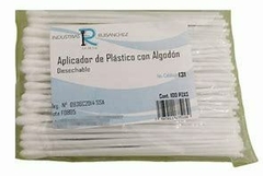 Aplicador de plástico con algodón, estéril Paquete c/100pz