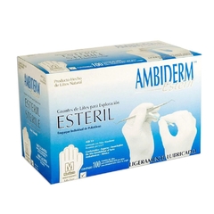 Guante de látex mediano, estéril, caja con 100 pza. Ambiderm.