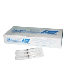 Jeringa de plástico 5ml C/aguja 21G x 32mm, caja c/100 pza