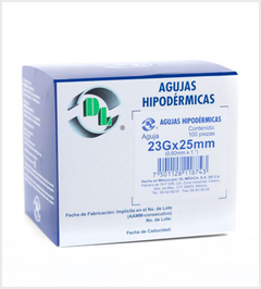 Aguja hipodérmica 23G X 25mm, caja con 100, DL