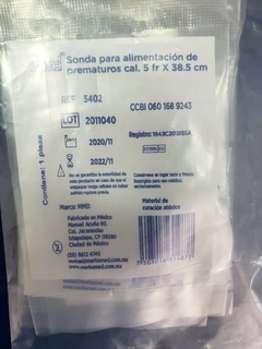 Sonda de alimentación prematuros 5fr x 38.5cm - comprar en línea