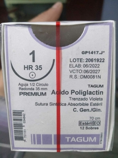 Sutura Poliglactin 910 #1 HR35 70cm 1 Aguja TAGUM Caja c/12 pz