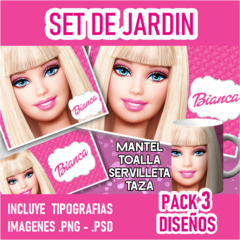 Set De Jardín Barbie Para Sublimar | Editable | 3 Diseños | PNG PSD