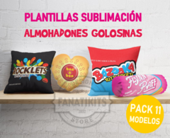 Plantillas Pack Para Sublimar Almohadones Golosinas Con Mockup