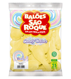 BALÕES SÃO ROQUE AMARELO CANDY COLOR 11 POLEGADAS PC 25 UNIDADES #110560425