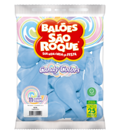 BALÕES SÃO ROQUE AZUL CANDY COLOR 11 POLEGADAS PC 25 UNIDADES #110560225