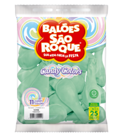 BALÕES SÃO ROQUE VERDE CANDY COLOR 11 POLEGADAS PC 25 UNIDADES #110560325