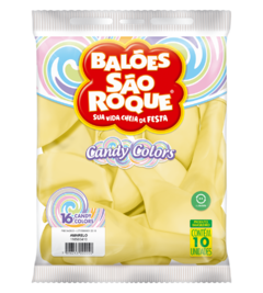 BALÕES SÃO ROQUE AMARELO CANDY COLOR 16 POLEGADAS PC 10 UNIDADES #116560410