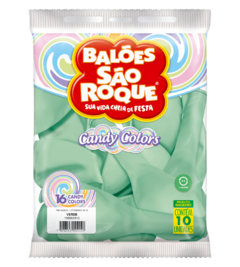 BALÕES SÃO ROQUE VERDE CANDY COLOR 16 POLEGADAS PC 10 UNIDADES #116560310