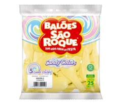 BALÕES SÃO ROQUE AMARELO CANDY COLORS 5 POLEGADAS PC 25 UNIDADES #105560425