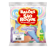 BALÕES SÃO ROQUE SORTIDO CANDY COLORS 5 POLEGADAS PC 25 UNIDADES #105569625